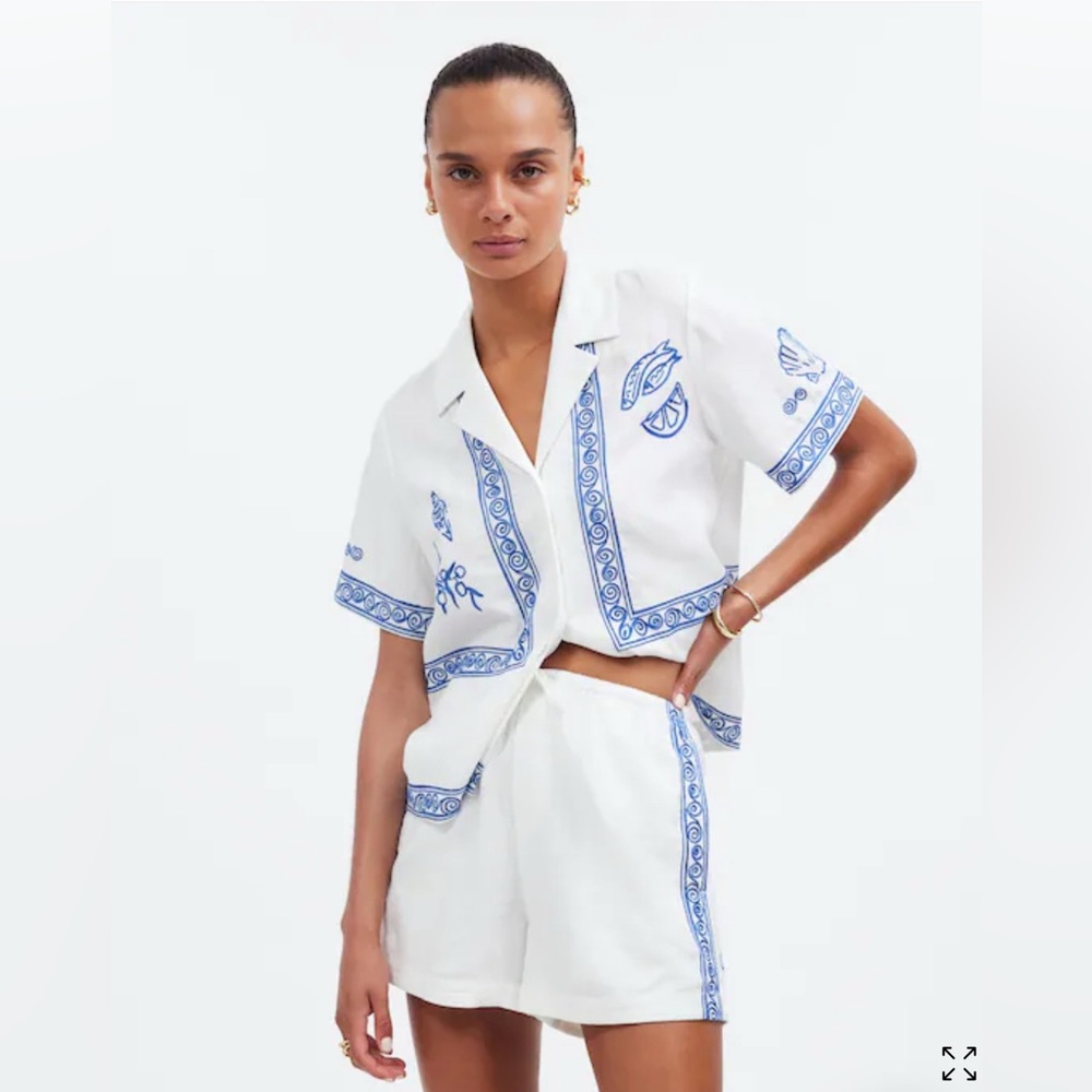 Top/Shorts Set Lisa Says Gah x Madewell Embroidered Button-Front Top/Shorts